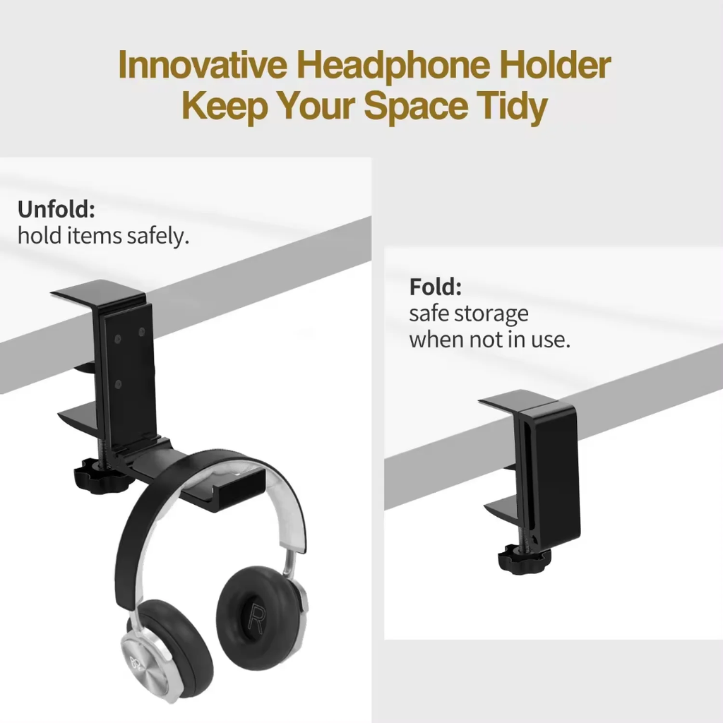 Clamp on under desk headphone holder