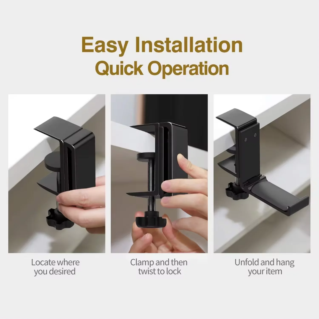 Clamp on under desk headphone holder